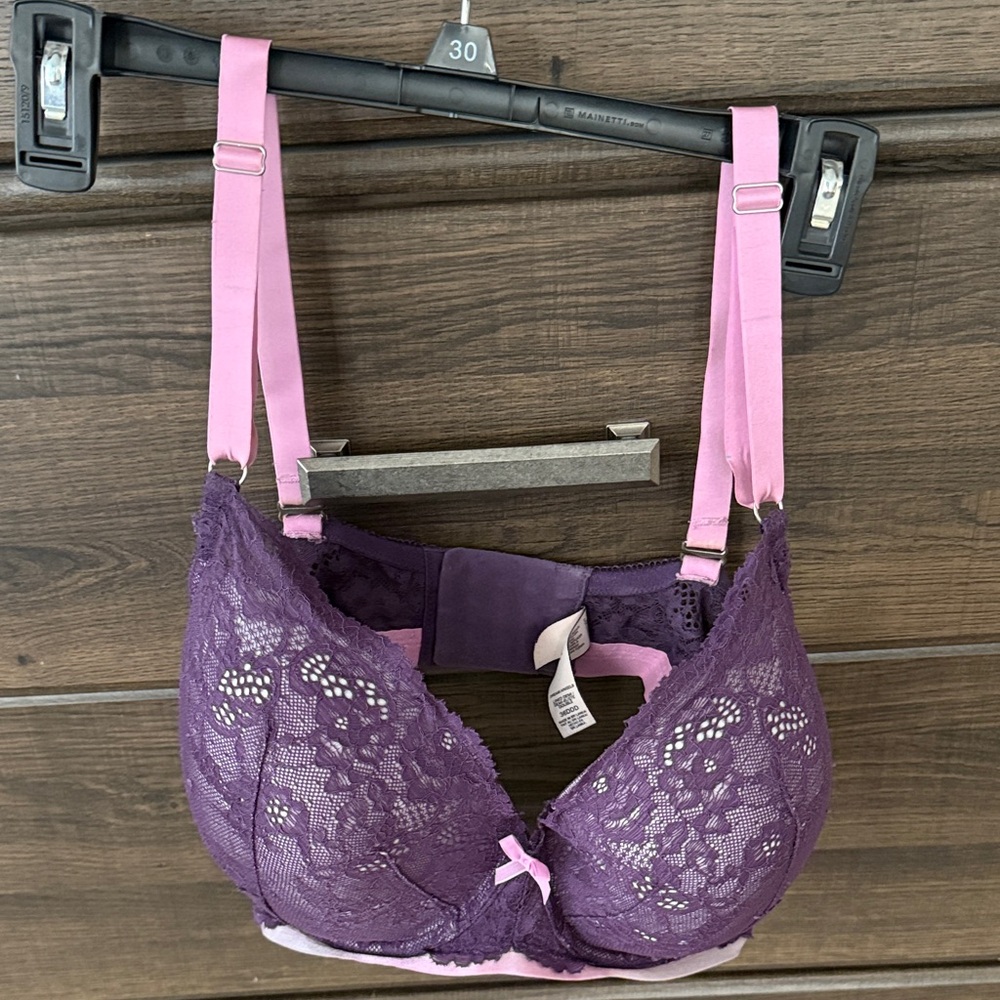 Victoria’s Secret Dream Angels Lined Demi : Purple and Pink Lace Bra